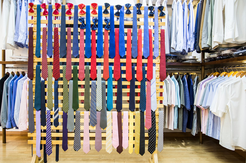 Zeds Threads tailor store. The tie rack.